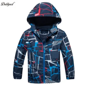 Reflective Stripe Waterproof Windproof Boys Warm Polar Fleece Rain Hoodie