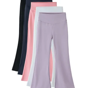 Girls Flared Pants High Waist Yoga Leggings Teenagers Stretch Elastic Waistband Kids Sportswear Trousers Autumn Spring