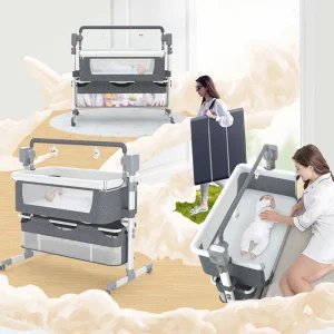 Luxury Adjustable Rocking Travel Bedside Bassinet With Bluetooth