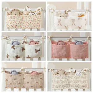 Adorable Cute Multifunctional 2 Pocket Hanging Baby Crib Caddy Organizer 