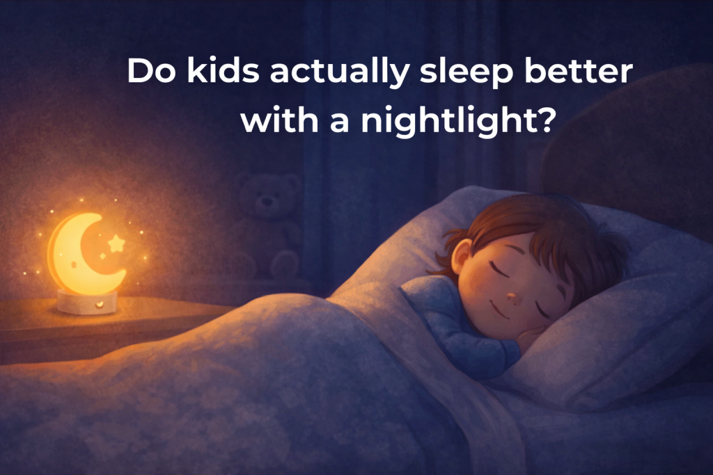 child sleeping with nightlight in bedroom
