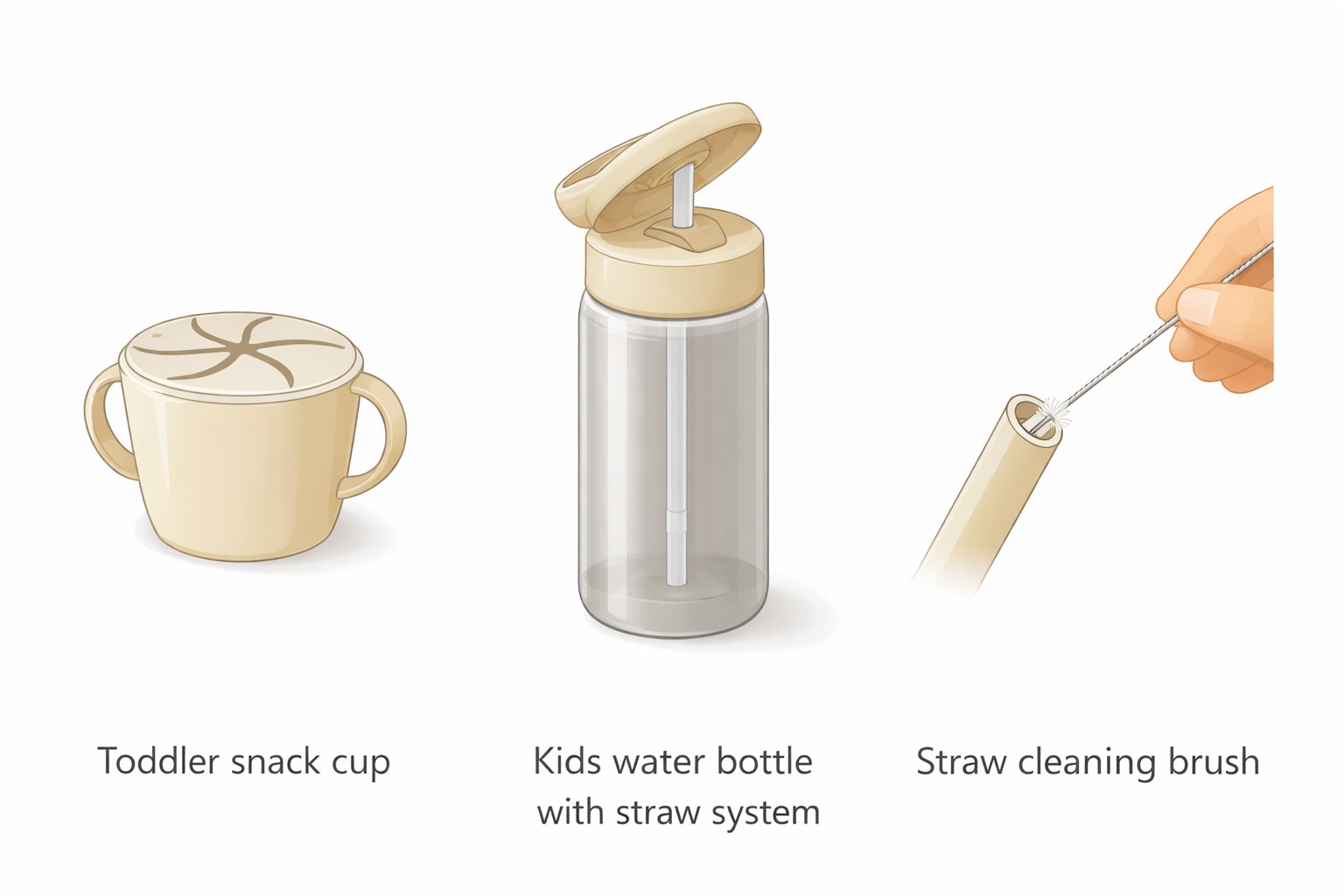 Children's essentials for hydration and snacks