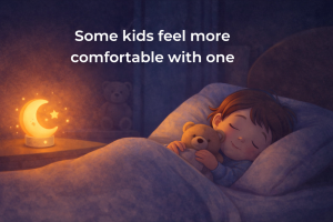 toddler sleeping comfortably with nightlight