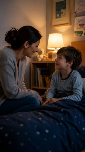 Parent and child having a calm conversation that builds trust and emotional security