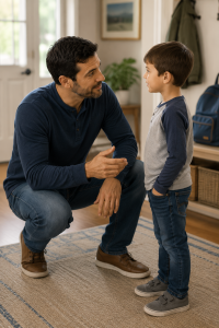 Father giving one clear expectation to his child