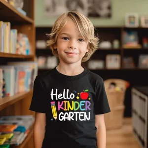 Children's Kindergarten Fashion Print T-Shirt Tops for Kids 3-6 Years